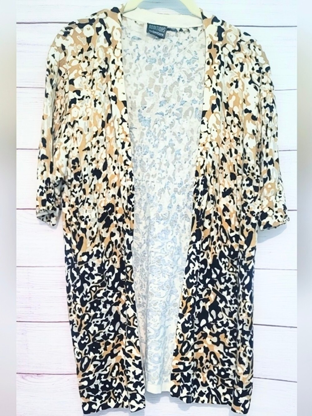 Additions by Chicos Paint 🫟 Splatter open front 3/4 sleeve cardigan sz M/L